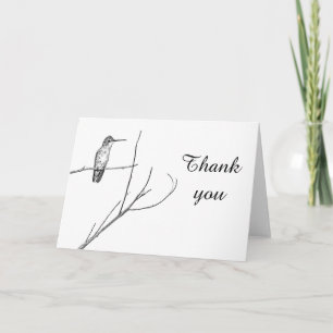 Tarjeta De Agradecimiento simplemente un colibrí sobre un palo gracias
