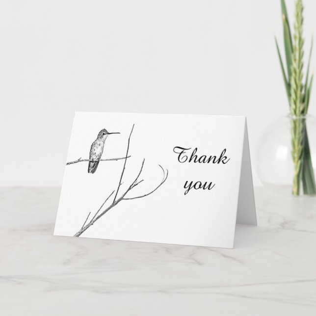 Tarjeta De Agradecimiento simplemente un colibrí sobre un palo gracias (Anverso)