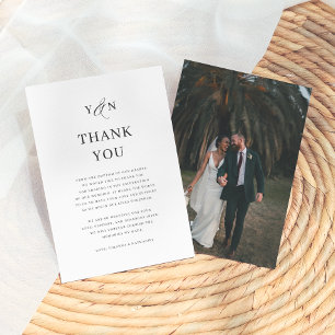 Tarjeta De Agradecimiento Simples Iniciales Elegante Foto De Boda Gracias