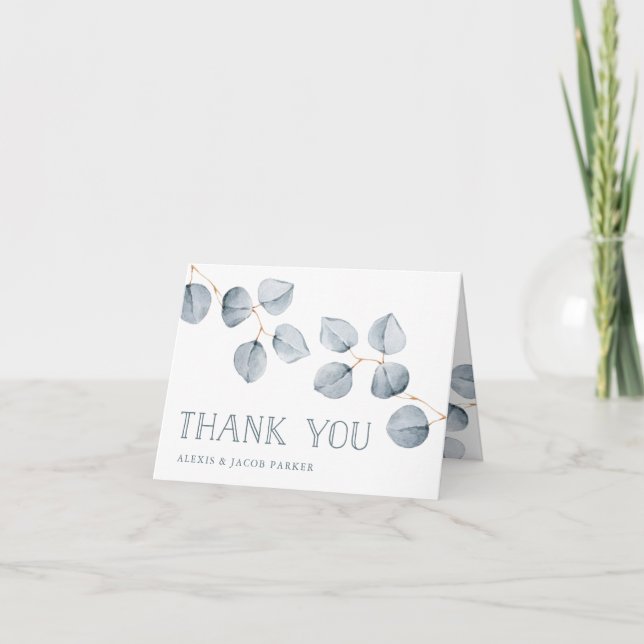 Tarjeta De Agradecimiento Simplicidad de Eucalyptus | BODA (Anverso)