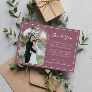 Tarjeta De Agradecimiento Simplicidad Floral 1 Bodas Crepusculo Malva
