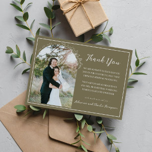 Tarjeta De Agradecimiento Simplicidad Floral 1 Bodas Verde Tomillo