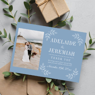 Tarjeta De Agradecimiento Simplicidad Floral 2 Boda Azul Glaciar