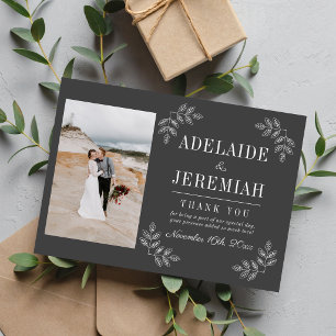 Tarjeta De Agradecimiento Simplicidad Floral 2 Boda Carbón