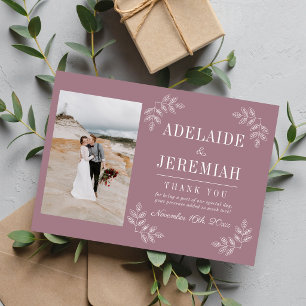 Tarjeta De Agradecimiento Simplicidad Floral 2 Boda de Color Malva