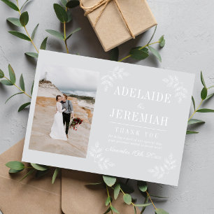 Tarjeta De Agradecimiento Simplicidad Floral 2 Boda Gris Niebla Fría