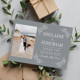 Tarjeta De Agradecimiento Simplicidad Floral 2 Boda Gris Piedra