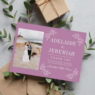 Tarjeta De Agradecimiento Simplicidad Floral 2 Boda Lavanda Púrpura