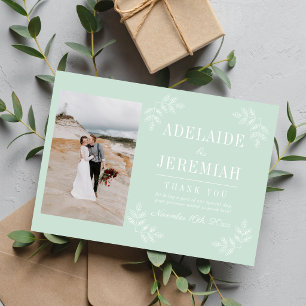 Tarjeta De Agradecimiento Simplicidad Floral 2 Boda Verde Menta