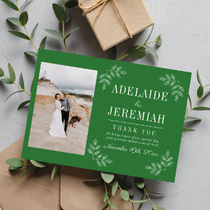Tarjeta De Agradecimiento Simplicidad Floral 2 Boda Verde Pradera