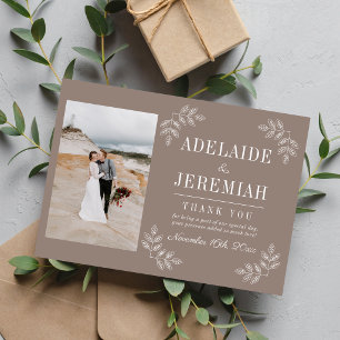 Tarjeta De Agradecimiento Simplicidad Floral 2 Bodas Beige