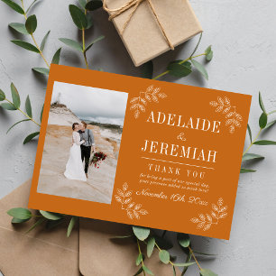 Tarjeta De Agradecimiento Simplicidad Floral 2 Bodas de Calabaza Naranja