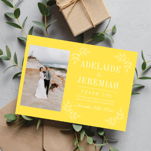 Tarjeta De Agradecimiento Simplicidad Floral 2 Bodas de Girasol
