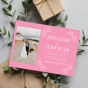 Tarjeta De Agradecimiento Simplicidad Floral 2 Bodas Rosa Ballet