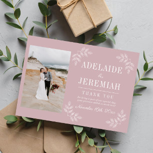 Tarjeta De Agradecimiento Simplicidad Floral 2 Bodas Rosa Malva Claro de Lun