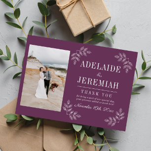 Tarjeta De Agradecimiento Simplicidad Floral 2 Bodas Uva Púrpura