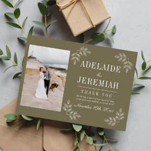 Tarjeta De Agradecimiento Simplicidad Floral 2 Bodas Verde Tomillo