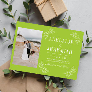 Tarjeta De Agradecimiento Simplicidad Floral 2 Verde Chartreuse Boda