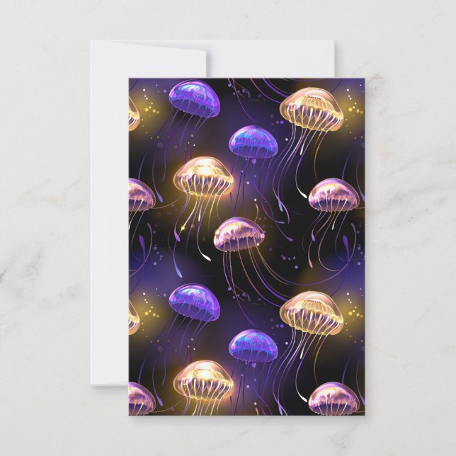 Tarjeta De Agradecimiento Sin soldadura con medusas brillantes (Anverso)
