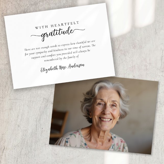 Tarjeta De Agradecimiento Sincera Gratitud Foto Funeral (Subido por el creador)