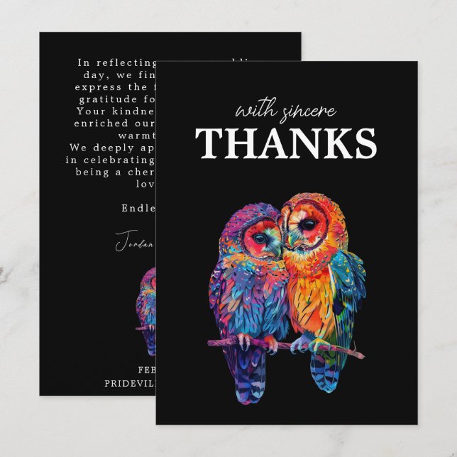 Tarjeta De Agradecimiento Sinceras gracias al boda de la Unidad Eterna LGBTQ (Anverso / Reverso)
