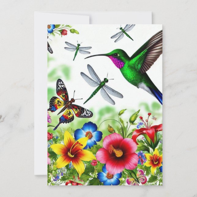 Tarjeta De Agradecimiento Sinfonía de Vuelos Florales (Anverso)