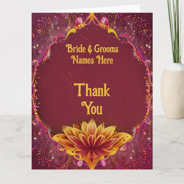 Tarjeta De Agradecimiento Sinfonía floral: Colección de elegancia Boda (Anverso)