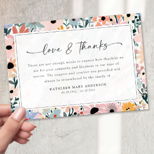 Tarjeta De Agradecimiento Sinfonía floral gris rosa bonito Funeral
