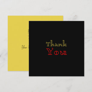 Tarjeta De Agradecimiento Sinple Black Gold Elegante Oro Texto Rojo