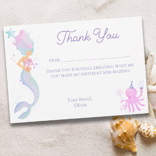 Tarjeta De Agradecimiento Sirena Bajo el Mar Caprichosa