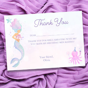 Tarjeta De Agradecimiento Sirena Bajo el Mar Caprichosa