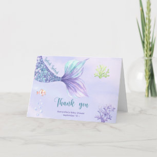 Tarjeta De Agradecimiento Sirena Bajo el mar Gracias Baby shower