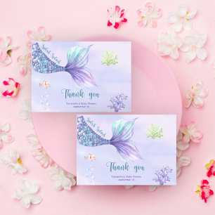Tarjeta De Agradecimiento Sirena bajo el mar Gracias por baby shower