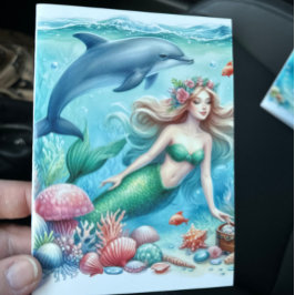Tarjeta De Agradecimiento Sirena bajo la costa del mar