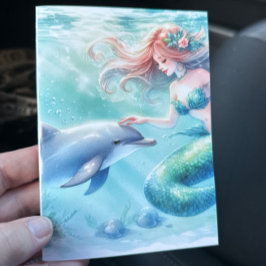 Tarjeta De Agradecimiento Sirena bajo la costa del mar