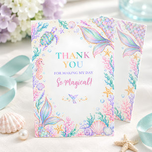 Tarjeta De Agradecimiento Sirena de Acuarela Gracias