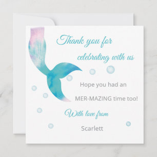 Tarjeta De Agradecimiento Sirena Debajo Del Mar Pastel Personalizado