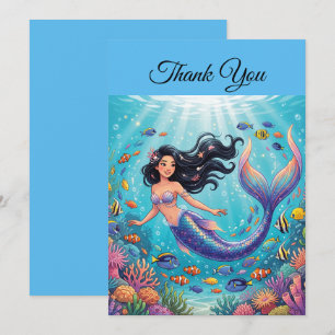 Tarjeta De Agradecimiento Sirena Hermosa bajo el Mar   Personaliza