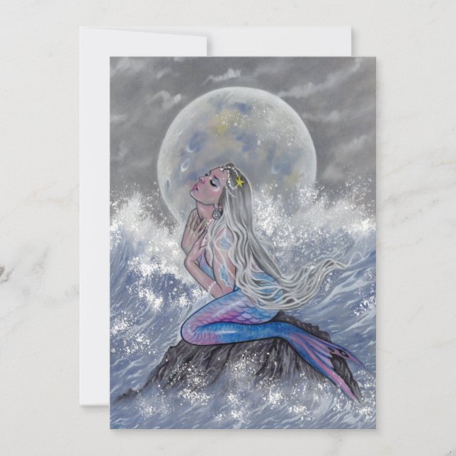Tarjeta De Agradecimiento Sirena mermaid moon notecard (Anverso)