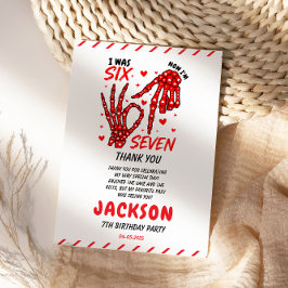 Tarjeta De Agradecimiento Six Seven Birthday Skeleton Hands Party