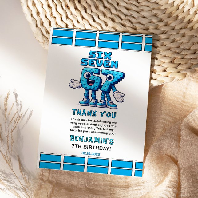 Tarjeta De Agradecimiento Six Seven Meme 7th Birthday | Funny Trendy (Six Seven Meme 7th Birthday | Funny Trendy Thank You Card
)