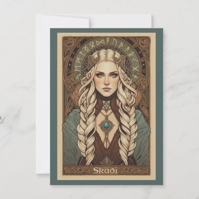 Tarjeta De Agradecimiento Skadi Norse Goddess Art Flat Thank You Card (Anverso)