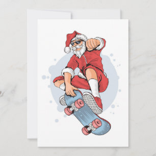 Tarjeta De Agradecimiento Skateboarder Skateboard Snowman
