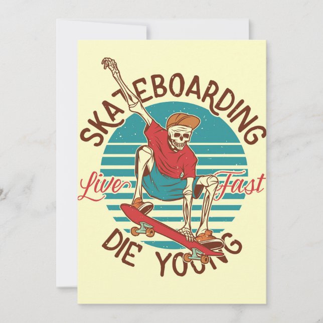 Tarjeta De Agradecimiento Skateboarder Skateboarding Live Fast (Anverso)