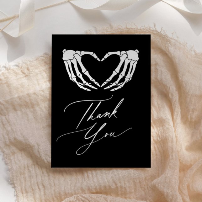 Tarjeta De Agradecimiento Skeleton Heart Halloween Bridal Shower (Subido por el creador)