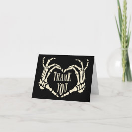 Tarjeta De Agradecimiento Skeleton Manos del corazón Forma Gótico Boda
