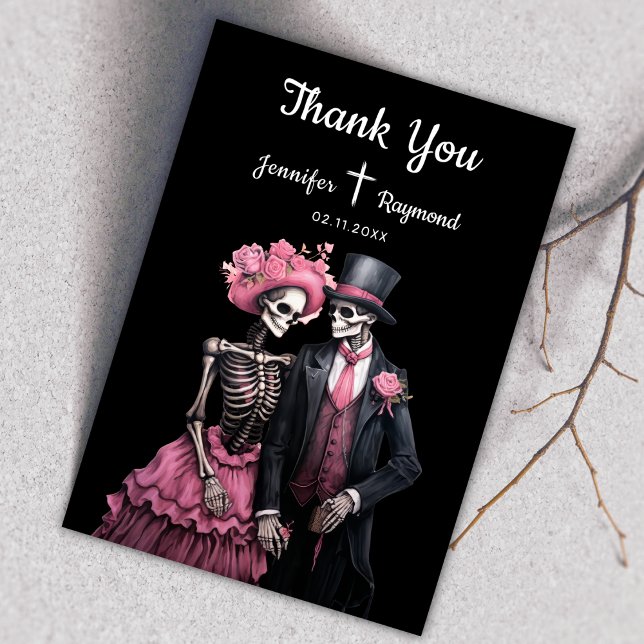 Tarjeta De Agradecimiento Skeletons Boda gótico Gracias Cartas (Subido por el creador)