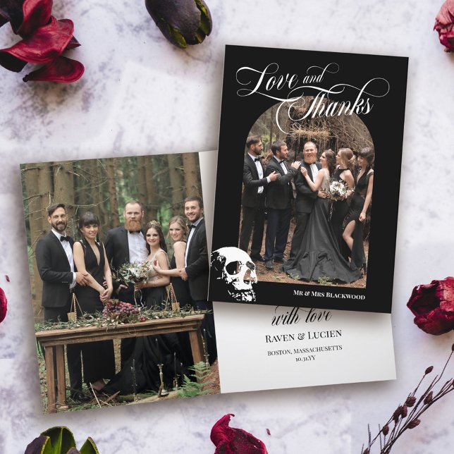 Tarjeta De Agradecimiento Skull Gótico Halloween Boda Amor y gracias (Subido por el creador)