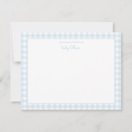 Tarjeta De Agradecimiento Sky Blue Gingham Check Baby Boy Gracias