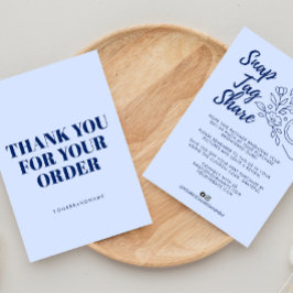 Tarjeta De Agradecimiento Sky Blue Snap Tag Share  Business Thank You Card